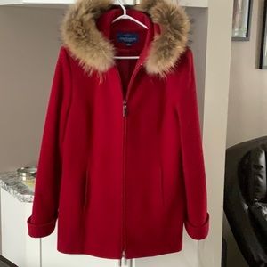 Women’s size 12 wool coat with real Raccoon fur